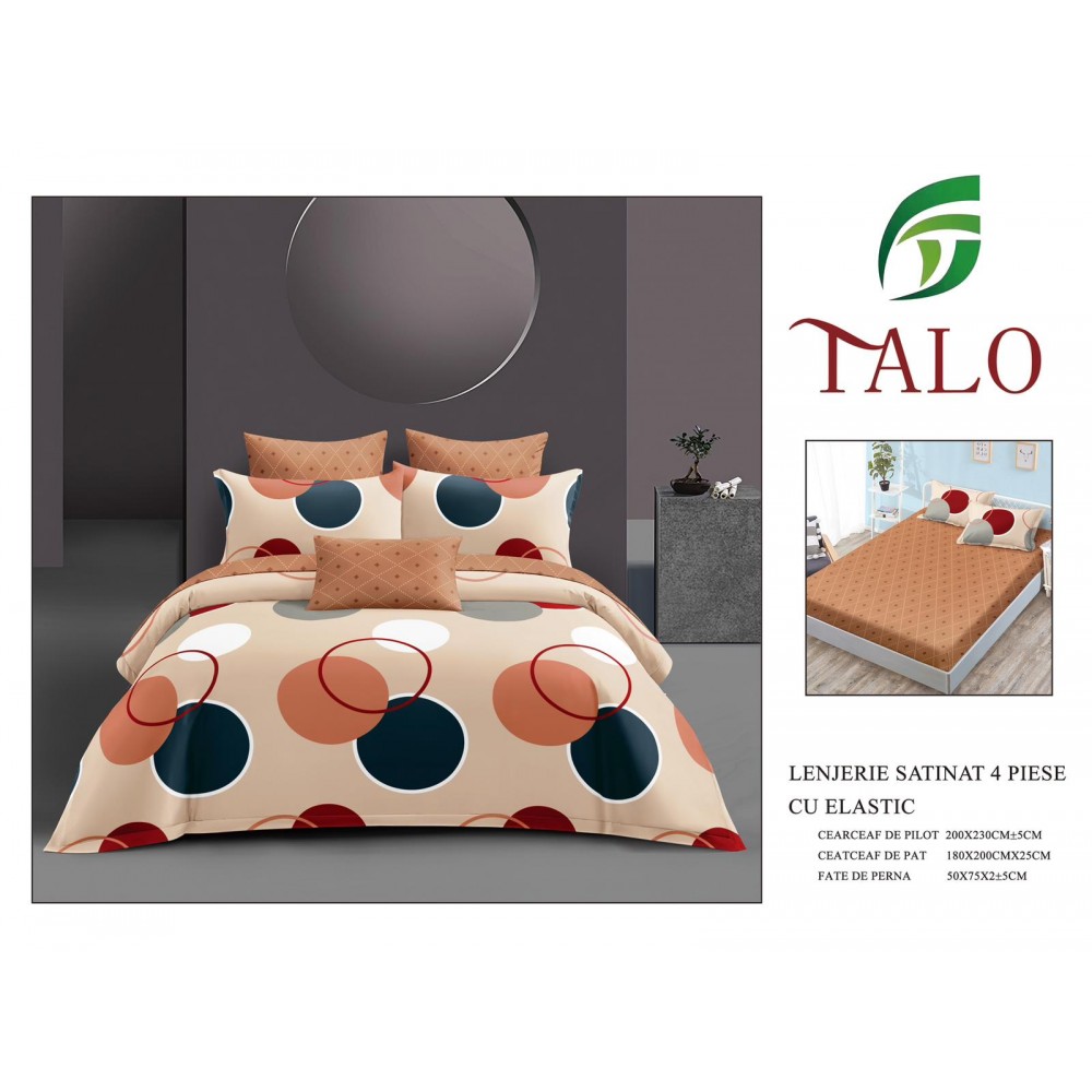 Lenjerie dublă, Bumbac satinat cu Elastic, 4 piese, COD: TRS4 LENJERII DIN BUMBAC SATINAT