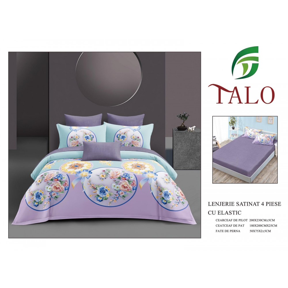 Lenjerie dublă, Bumbac satinat cu Elastic, 4 piese, COD: TRS9 LENJERII DIN BUMBAC SATINAT