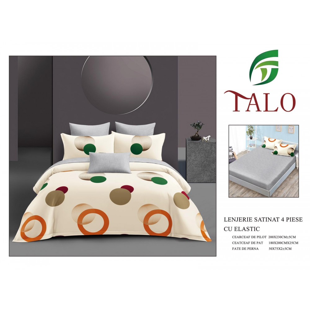 Lenjerie dublă, Bumbac satinat cu Elastic, 4 piese, COD: TRS12 LENJERII DIN BUMBAC SATINAT