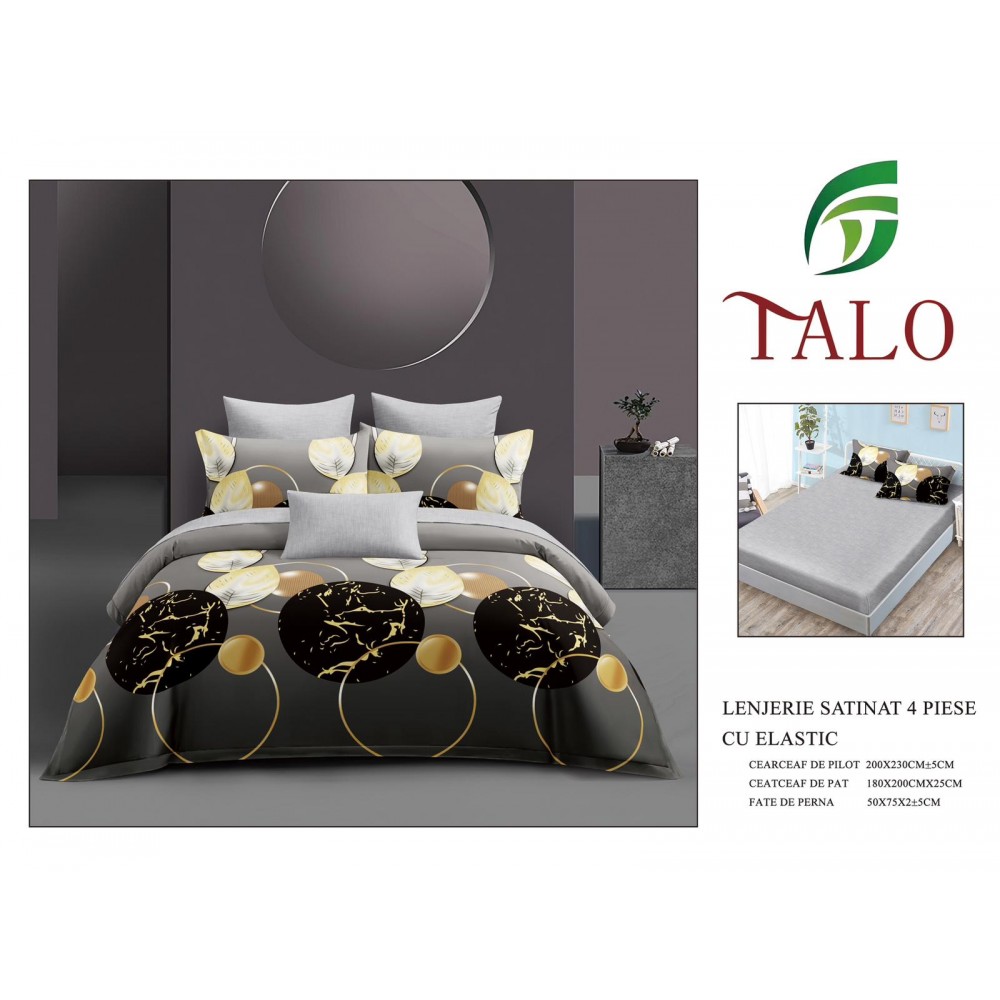 Lenjerie dublă, Bumbac satinat cu Elastic, 4 piese, COD: TRS14 LENJERII DIN BUMBAC SATINAT