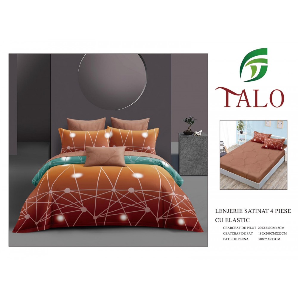 Lenjerie dublă, Bumbac satinat cu Elastic, 4 piese, COD: TRS18 LENJERII DIN BUMBAC SATINAT
