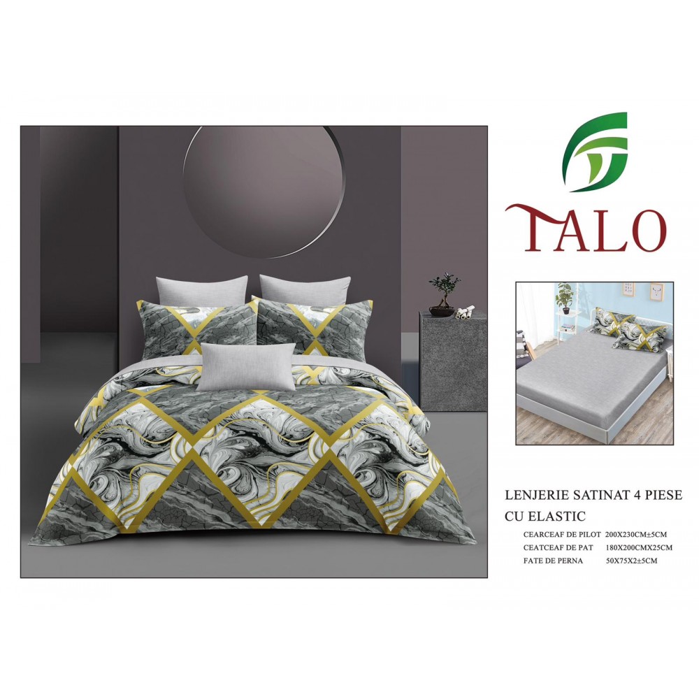 Lenjerie dublă, Bumbac satinat cu Elastic, 4 piese, COD: TRS21 LENJERII DIN BUMBAC SATINAT