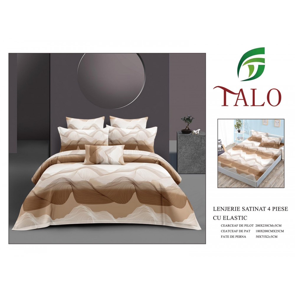 Lenjerie dublă, Bumbac satinat cu Elastic, 4 piese, COD: TRS22 LENJERII DIN BUMBAC SATINAT