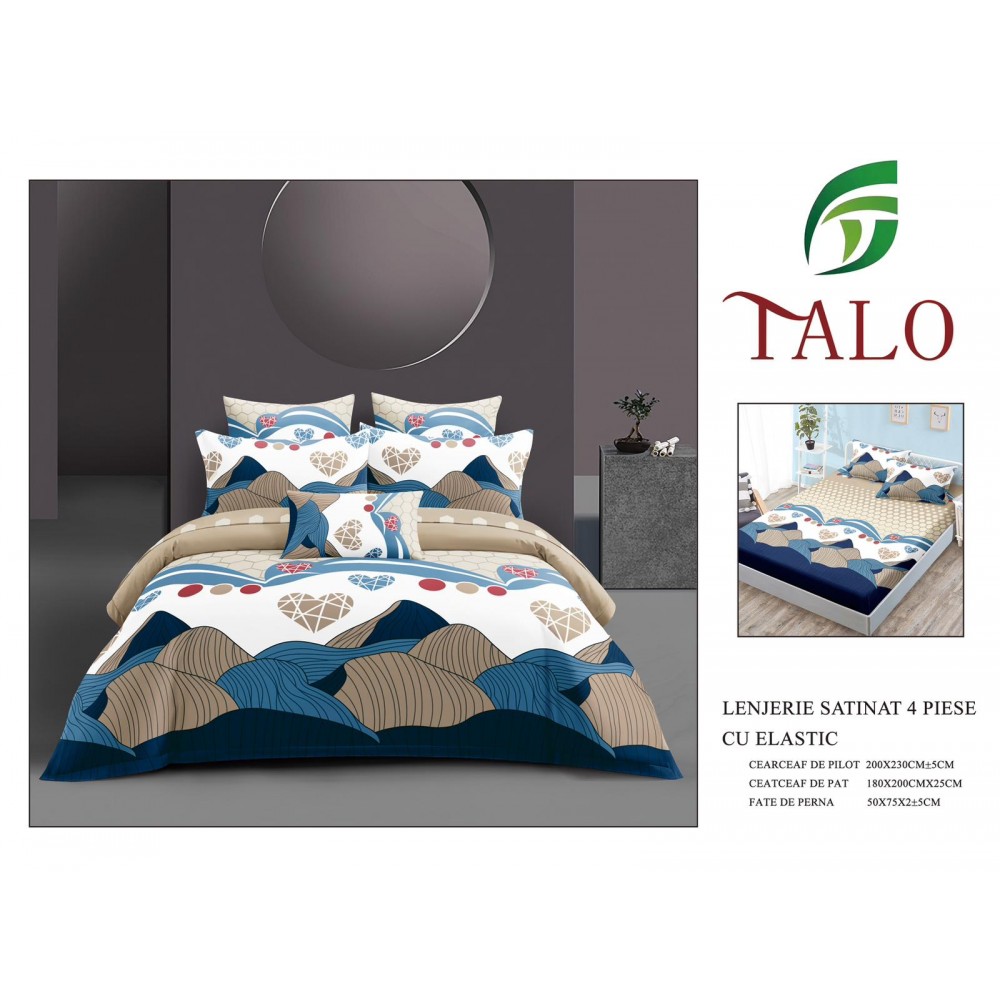 Lenjerie dublă, Bumbac satinat cu Elastic, 4 piese, COD: TRS24 LENJERII DIN BUMBAC SATINAT