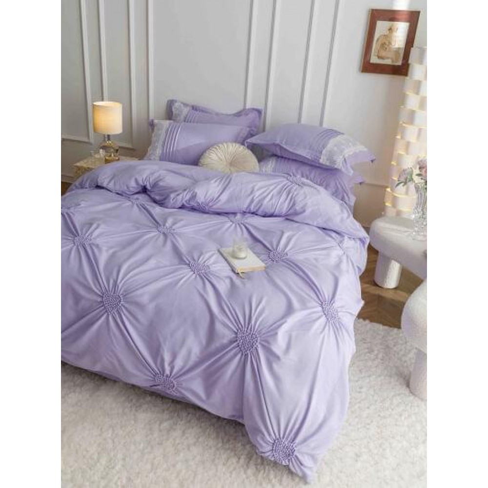 Lenjerii Bumbac finet cu pliuri ❤ și dantelă, LILA Lenjerii din finet 6 PIESE Cu inimi brodate