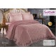 Cuvertura de lux cu broderie eleganta, 6 piese, pat 2 persoane, ROZ PAL , CL6PL3 CUVERTURI LUX 6 PIESE  CATIFEA