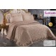 Cuvertura de lux cu broderie eleganta, 6 piese, pat 2 persoane, CAPPUCINO, CL6PL5 CUVERTURI LUX 6 PIESE  CATIFEA