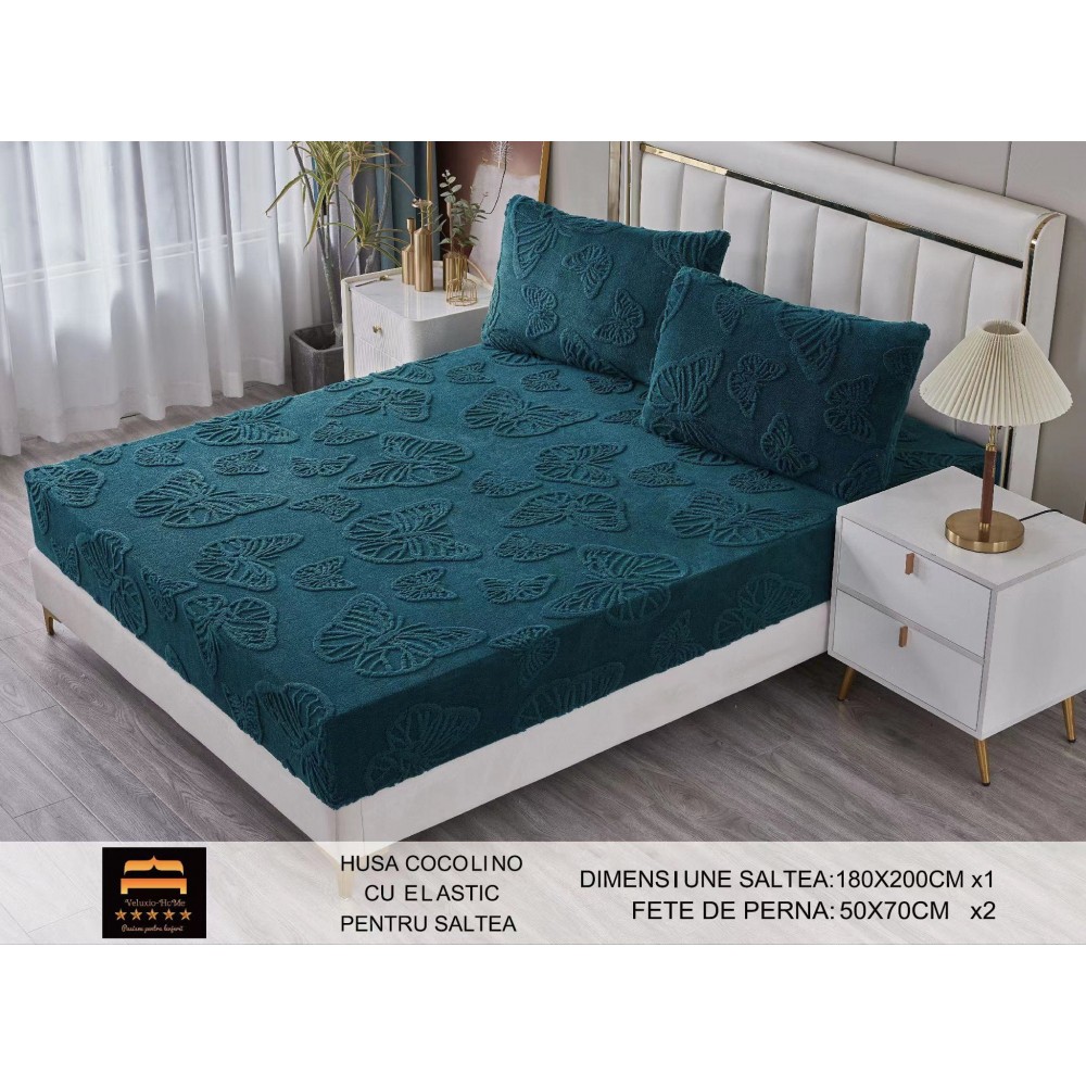 Husa de Pat Cocolino+2 Fete Perna,Fluturi 3D in relief HCF3DPTK2 Huse cocolino