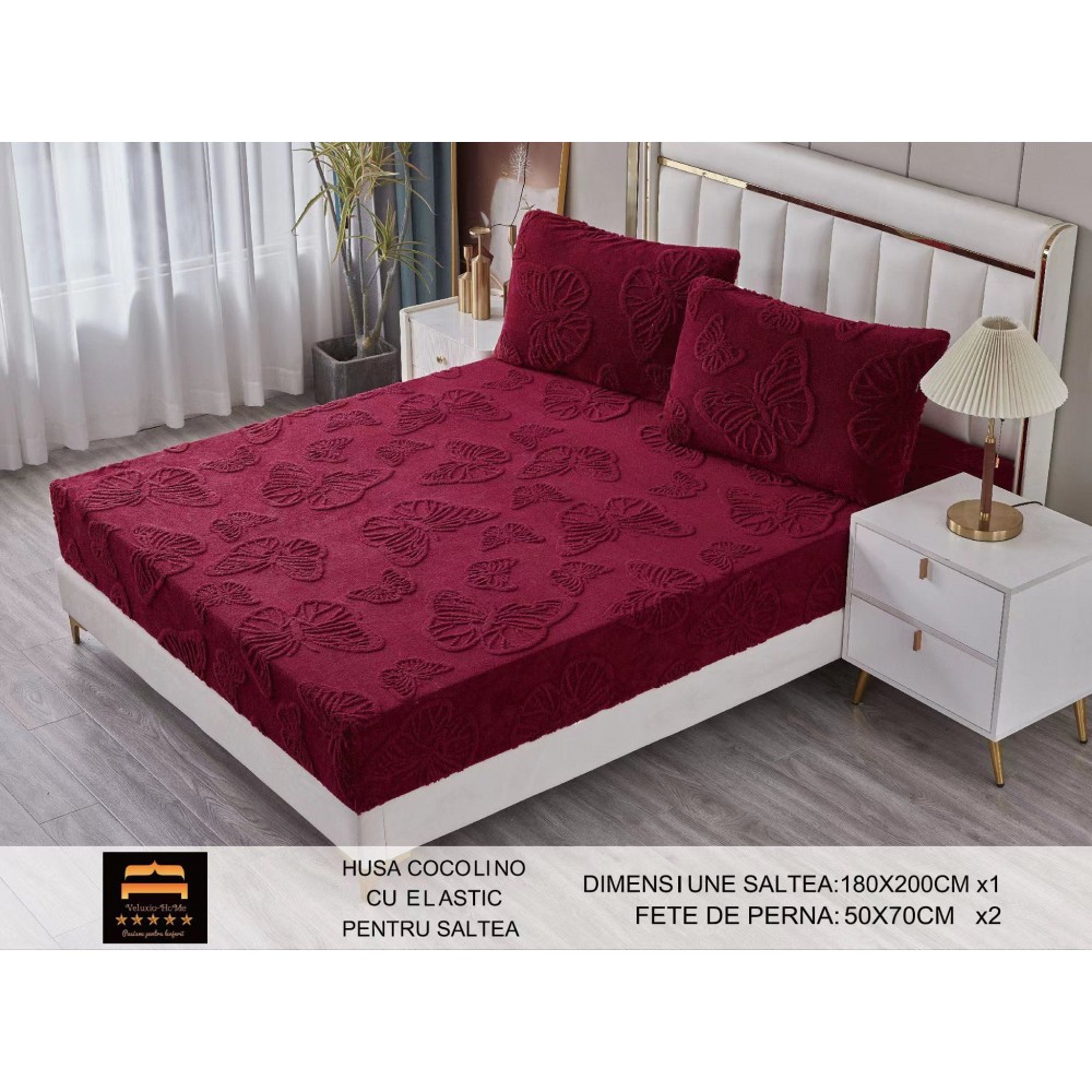 Husa de Pat Cocolino+2 Fete Perna,Fluturi 3D in relief HCF3DPTK3 Huse cocolino