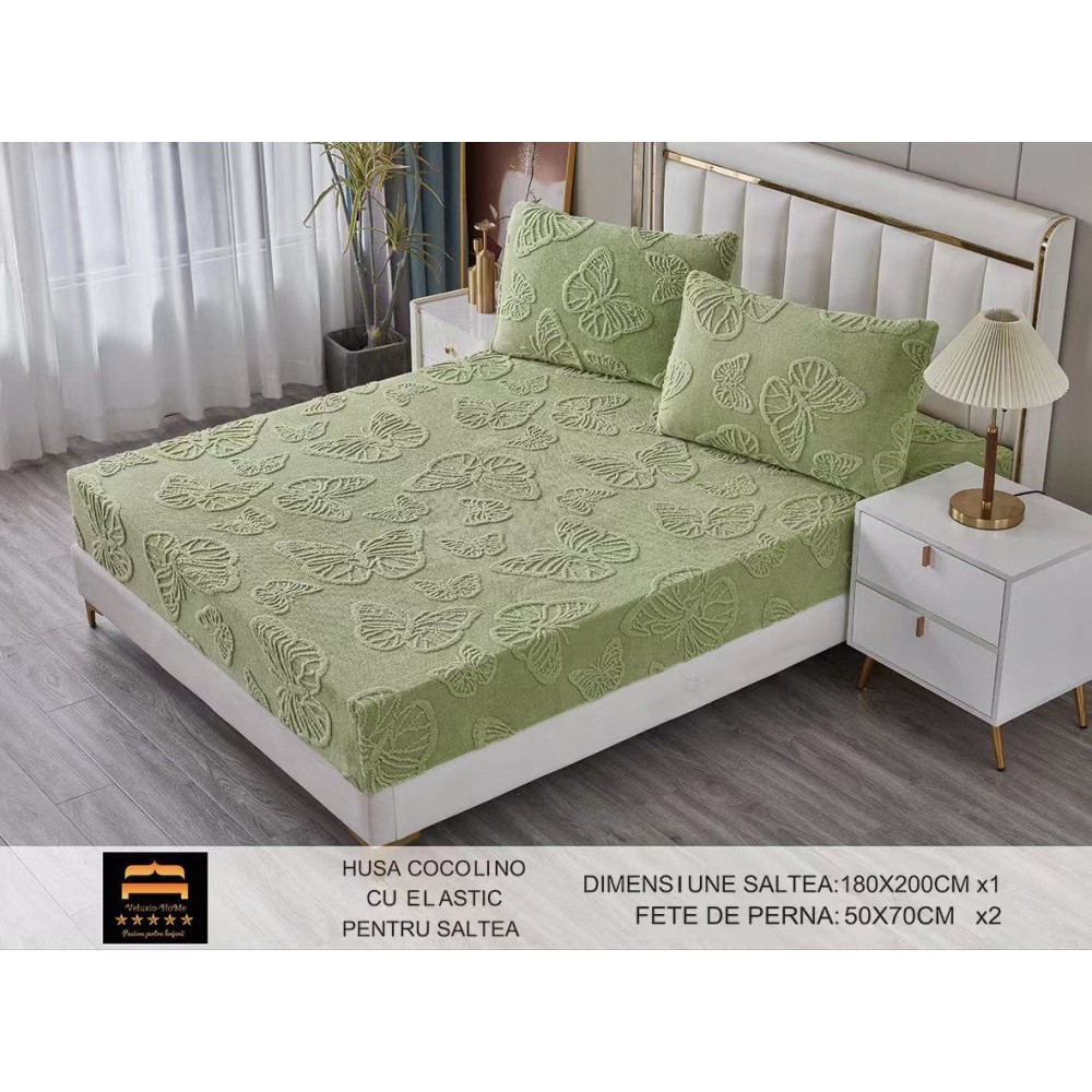 Husa de Pat Cocolino+2 Fete Perna,Fluturi 3D in relief HCF3DPTK7 Huse cocolino