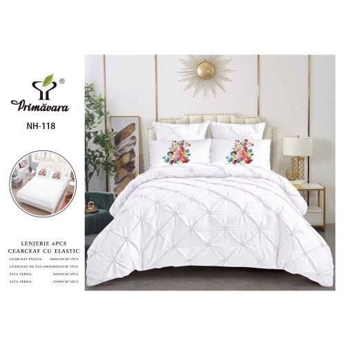 Set Lenjerie pliuu uni 6 piese  bumbac finet delux pat dubluu cu elastic  LC6PPLE9