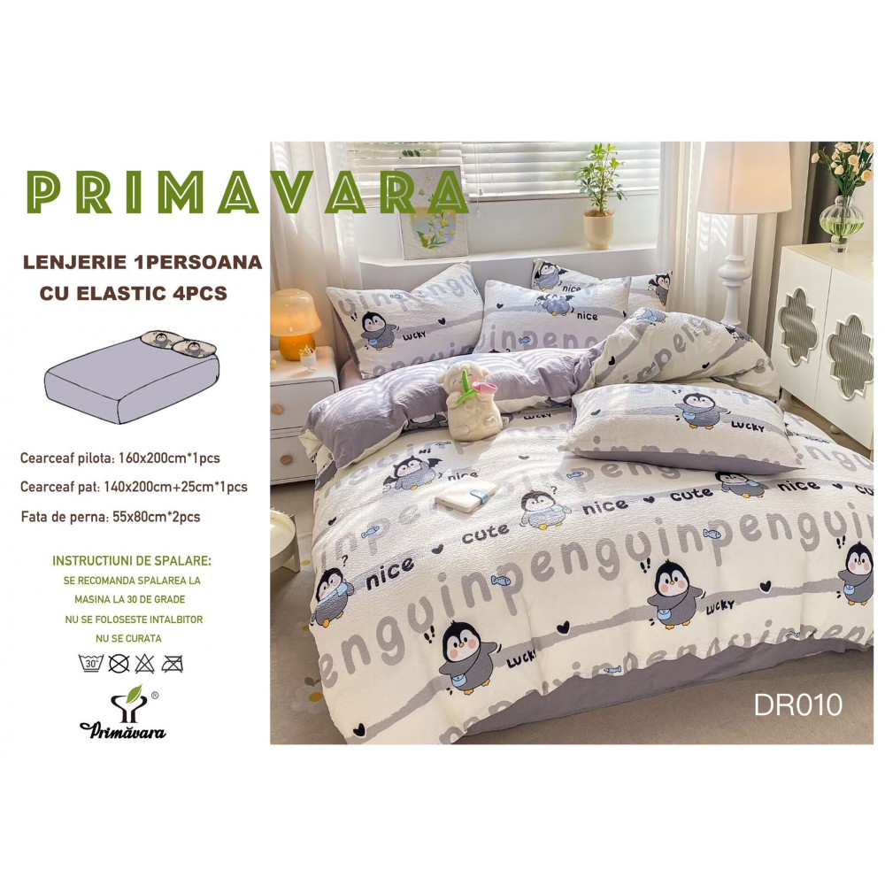 Lenjerie  4 piese finet creponat LCC1P13 LENJERII DIN FINET 4 PIESE  CREPONAT  / PRIMAVARA