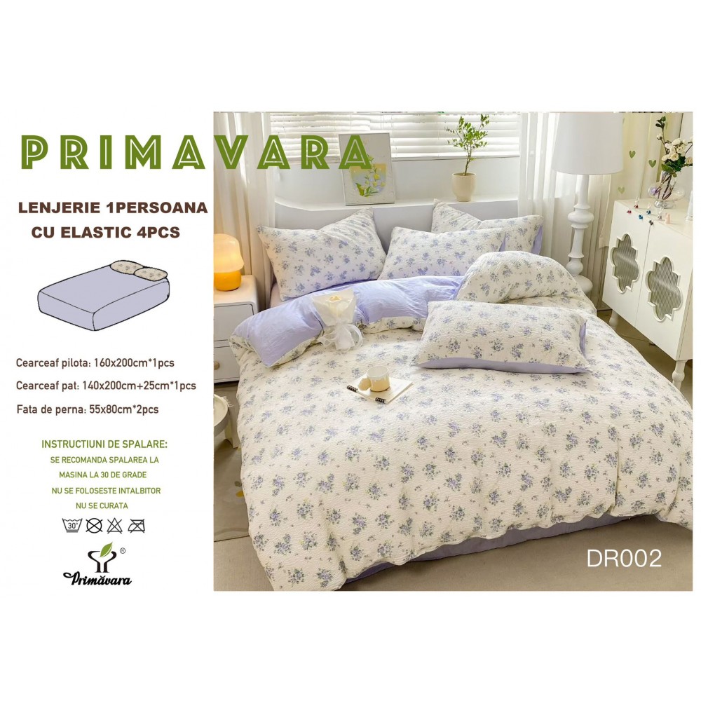 Lenjerie  4 piese finet creponat LCC1P19 LENJERII DIN FINET 4 PIESE  CREPONAT  / PRIMAVARA