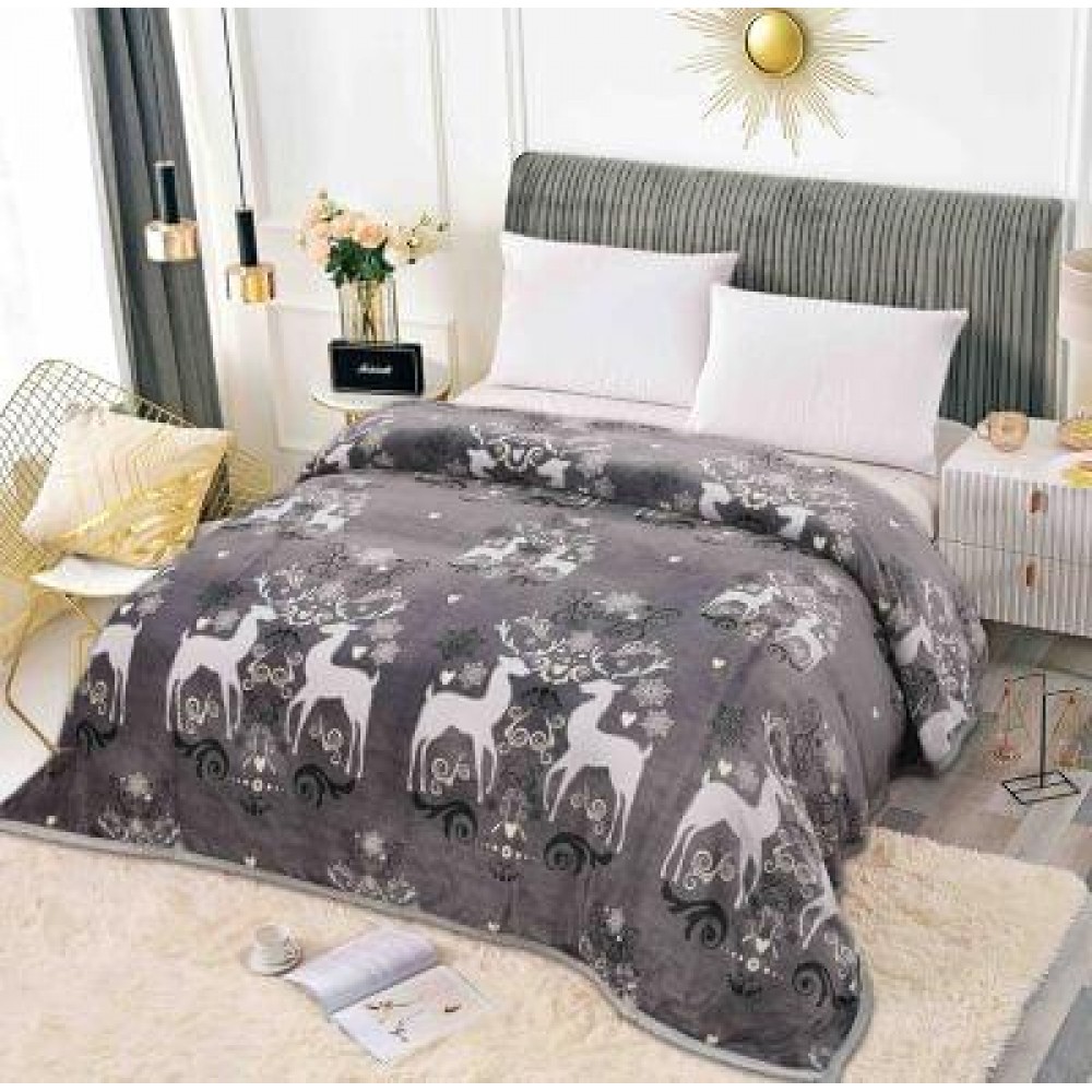 Pătură catifelată cocolino-MATERIAL GROS pentru pat dublu PJCC7 Pături cocolino groase cu motive craciun