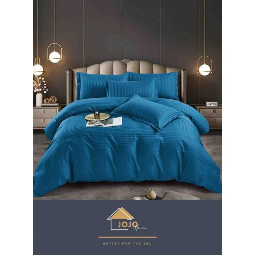 Lenjerie de pat, 2 persoane, damasc, 6 piese, cu elastic, UniDeluxe LDJ6PE15 Lenjerii Damasc cu elastic