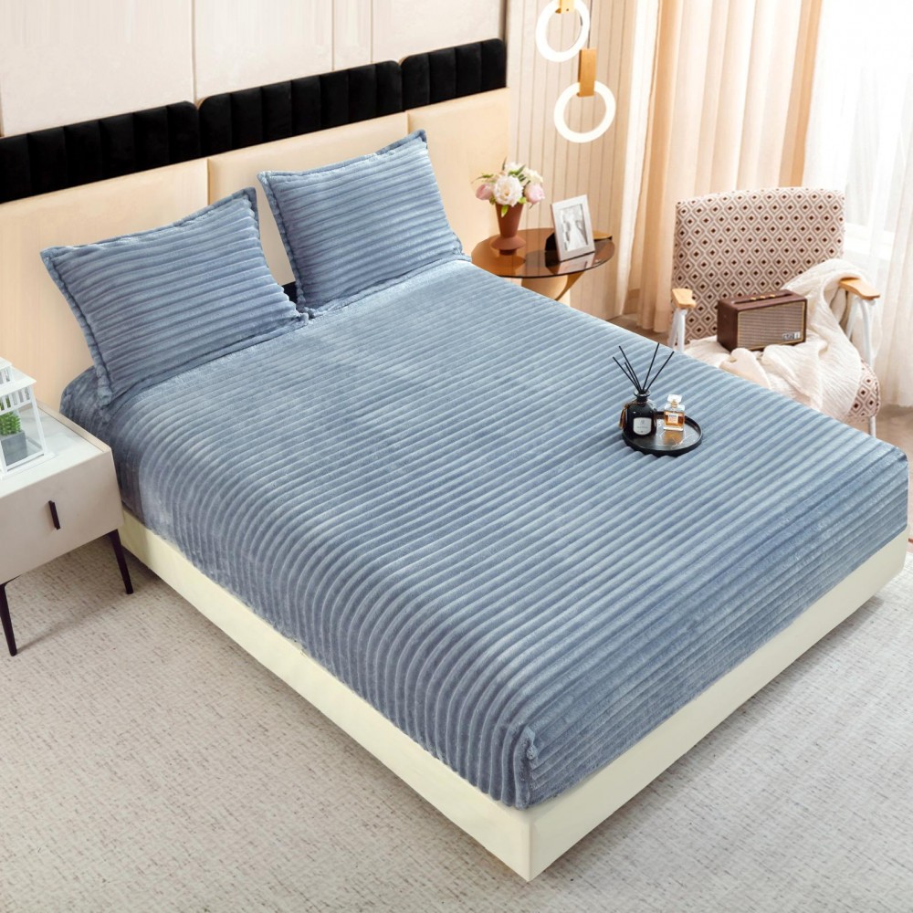 Husa de pat cu elastic COCOLINO DIN BLANA  ARTIFICIALA DE IEPURE + 2 fete de perna HCIY16 Huse cocolino