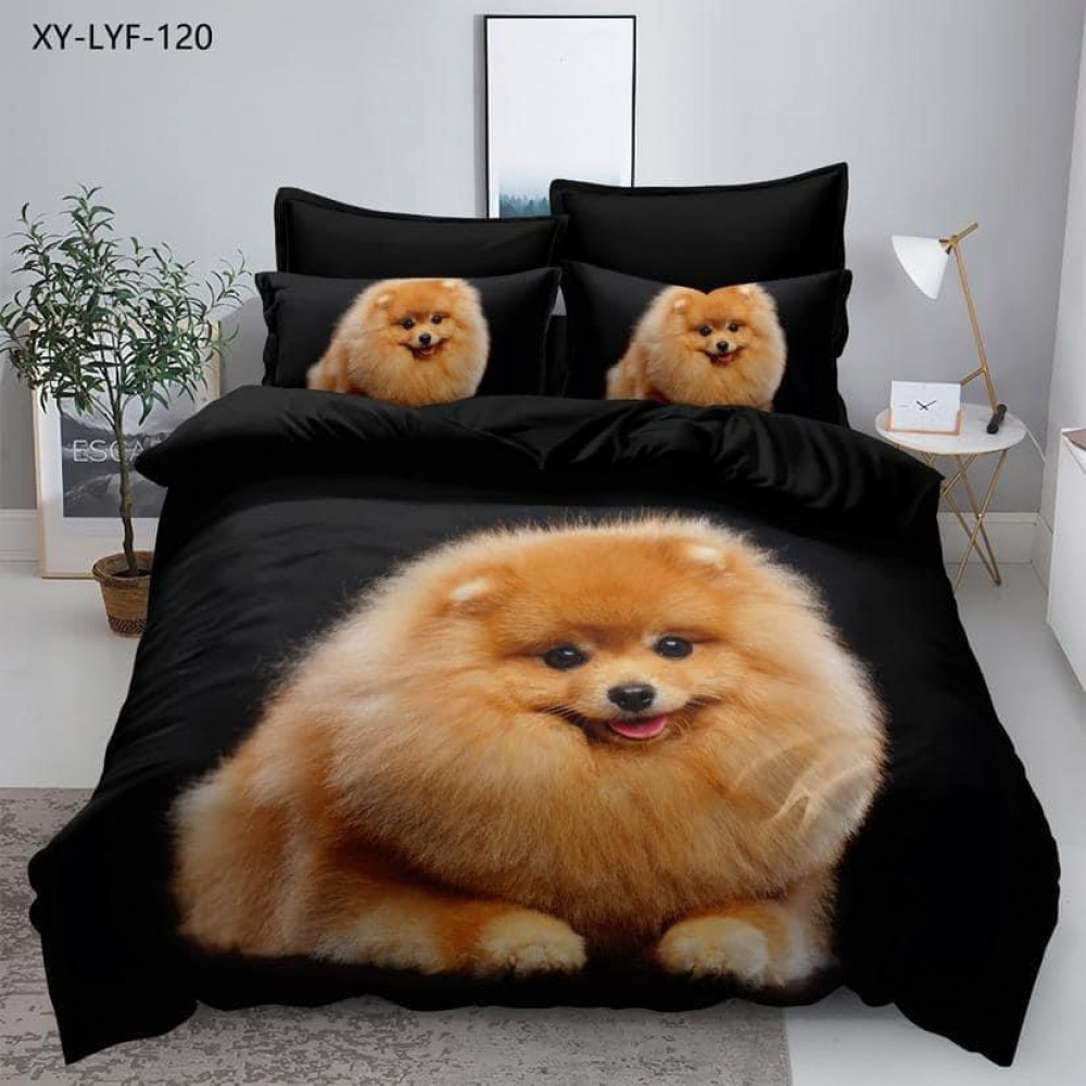 Lenjerie pat dublu, Bumbac Finet Superior, 6 Piese, Bumbac Finet, 3D, YO3D-58 LENJERII DIN FINET 6 PIESE 3D