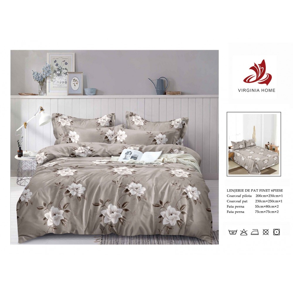 Oferta TRIO Lenjerie de pat din finet  formata din 6 piese LFOTM2 LENJERII DIN FINET