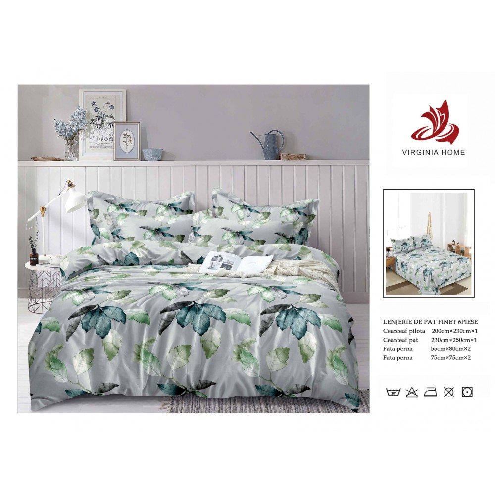 Oferta TRIO Lenjerie de pat din finet  formata din 6 piese LFOTM4 LENJERII DIN FINET