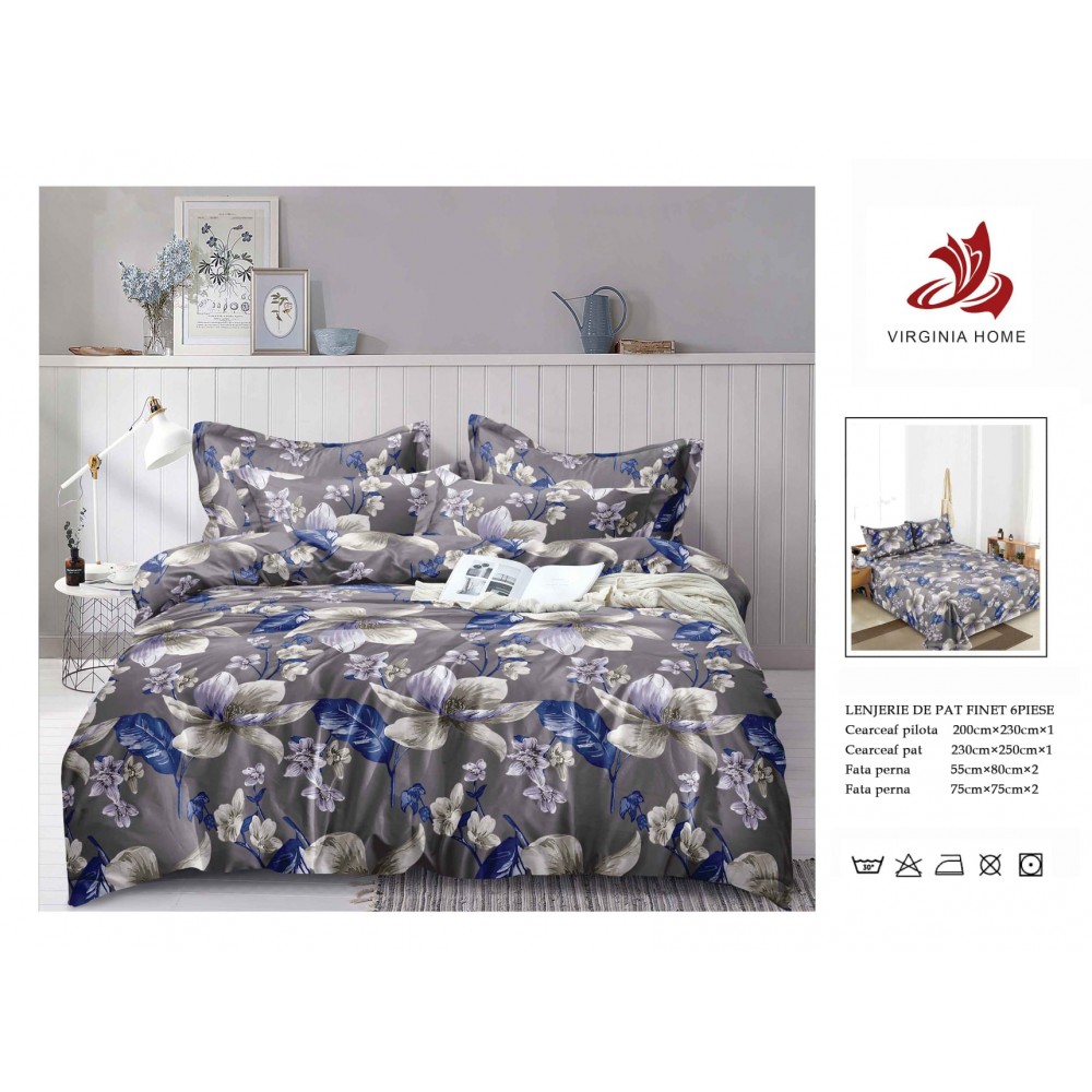 Oferta TRIO Lenjerie de pat din finet  formata din 6 piese LFOTM5 LENJERII DIN FINET