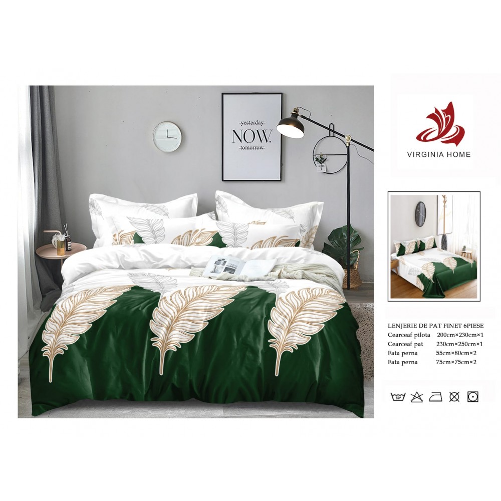Oferta TRIO Lenjerie de pat din finet  formata din 6 piese LFOTM16 LENJERII DIN FINET