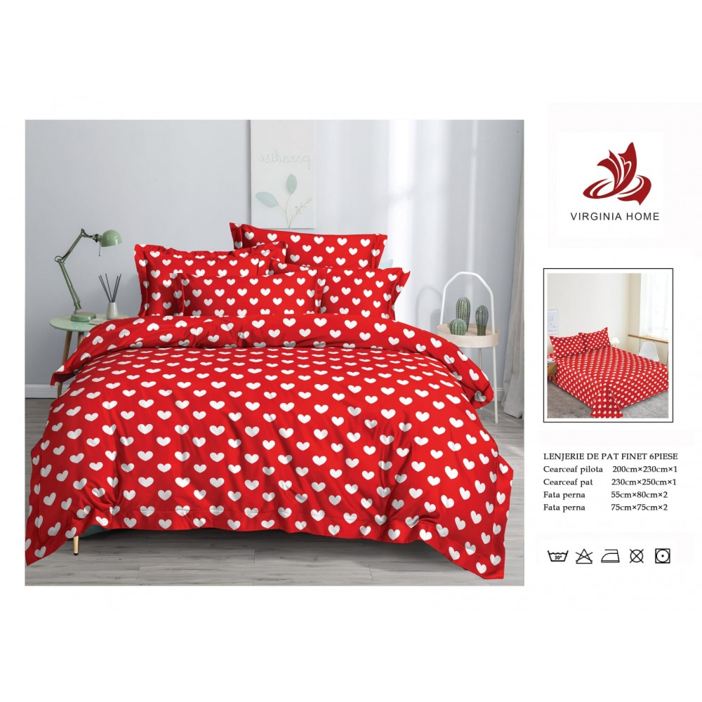 Oferta TRIO Lenjerie de pat din finet  formata din 6 piese LFOTM18 LENJERII DIN FINET