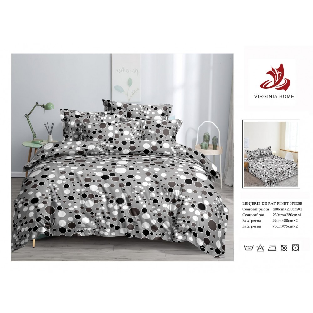 Oferta TRIO Lenjerie de pat din finet  formata din 6 piese LFOTM19 LENJERII DIN FINET