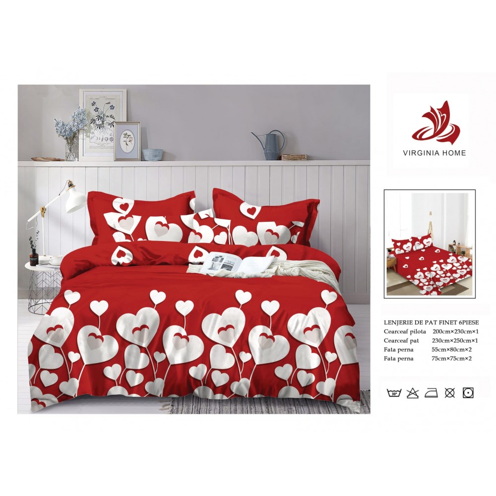 Oferta TRIO Lenjerie de pat din finet  formata din 6 piese LFOTM20 LENJERII DIN FINET