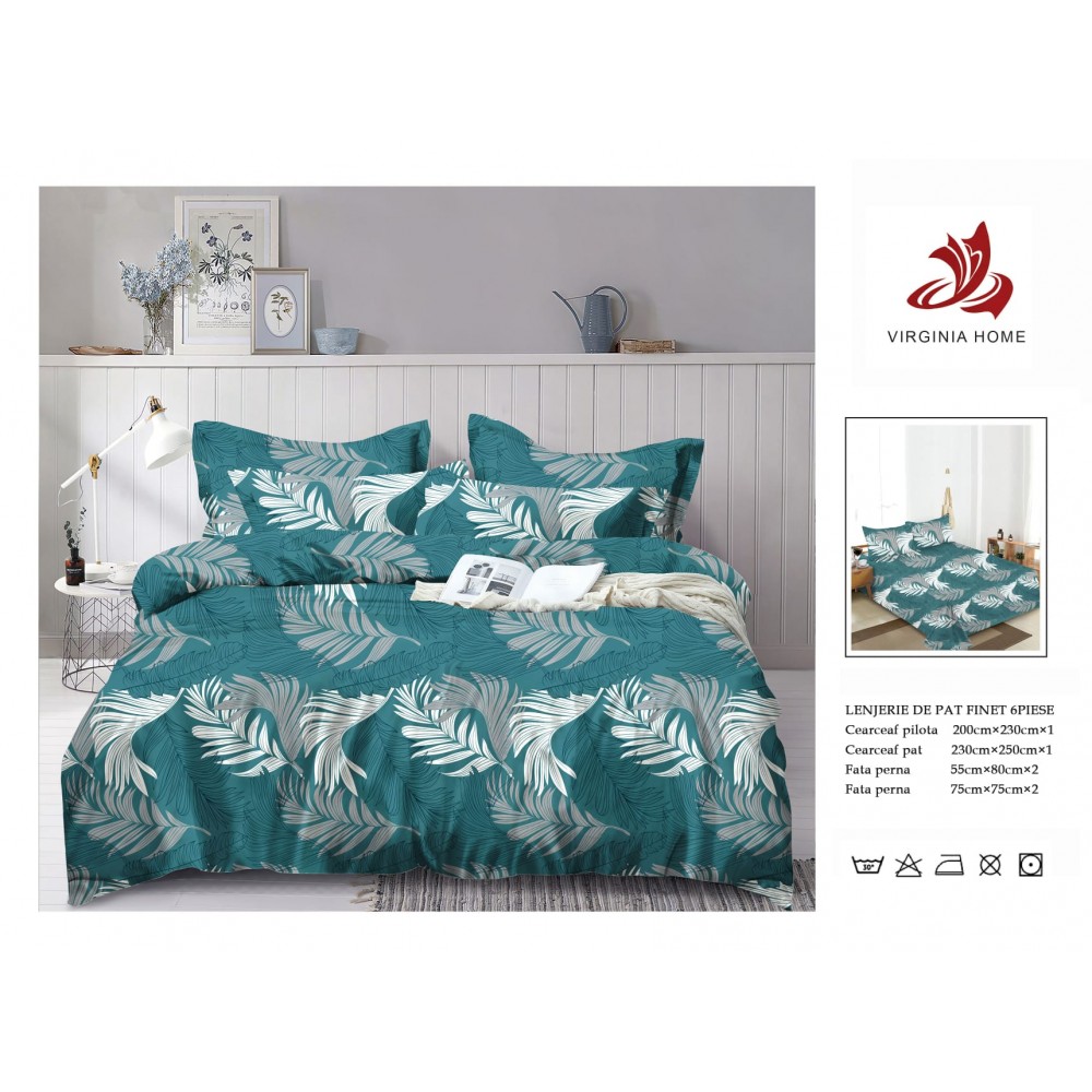 Oferta TRIO Lenjerie de pat din finet  formata din 6 piese LFOTM21 LENJERII DIN FINET