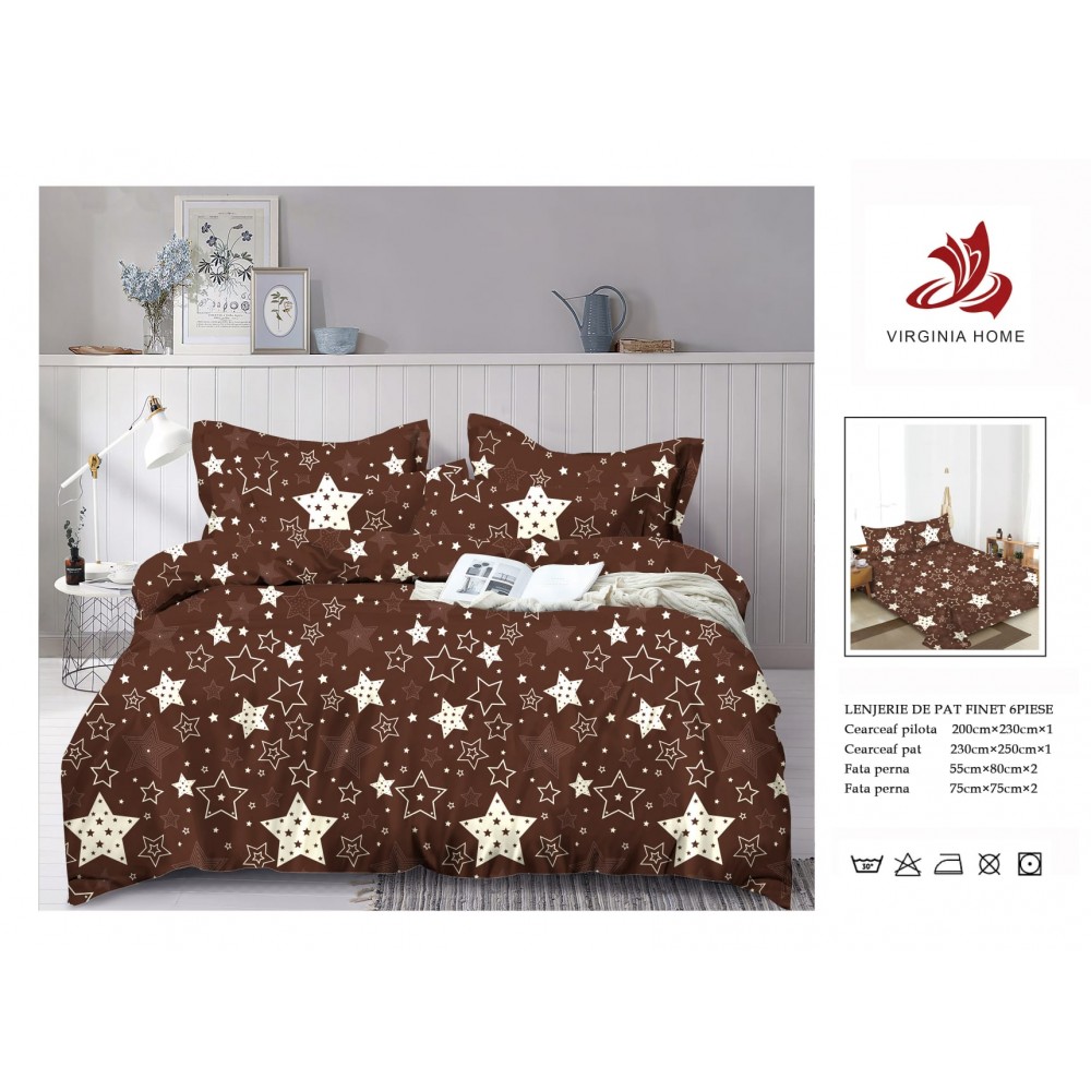 Oferta TRIO Lenjerie de pat din finet  formata din 6 piese LFOTM23 LENJERII DIN FINET