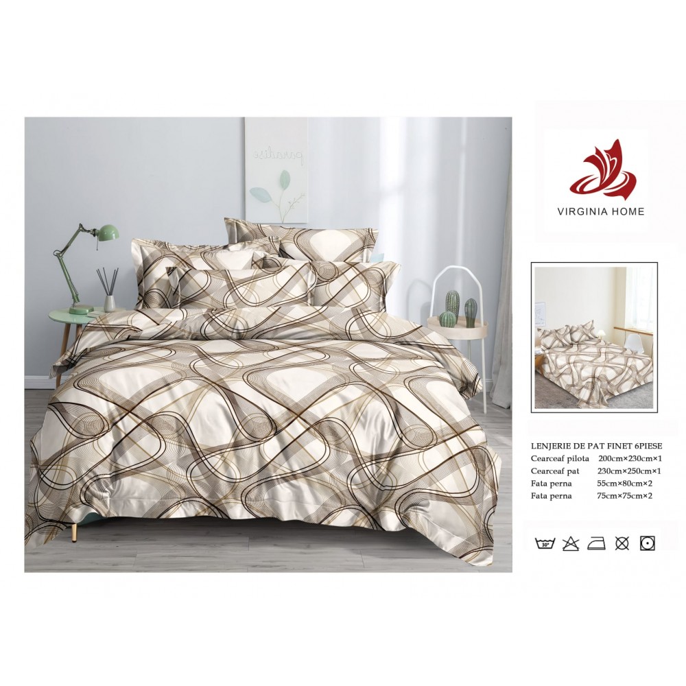 Oferta TRIO Lenjerie de pat din finet  formata din 6 piese LFOTM25 LENJERII DIN FINET