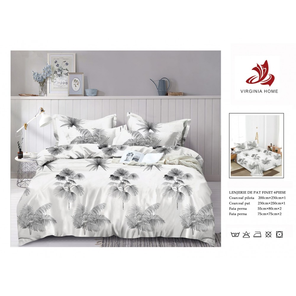 Oferta TRIO Lenjerie de pat din finet  formata din 6 piese LFOTM27 LENJERII DIN FINET