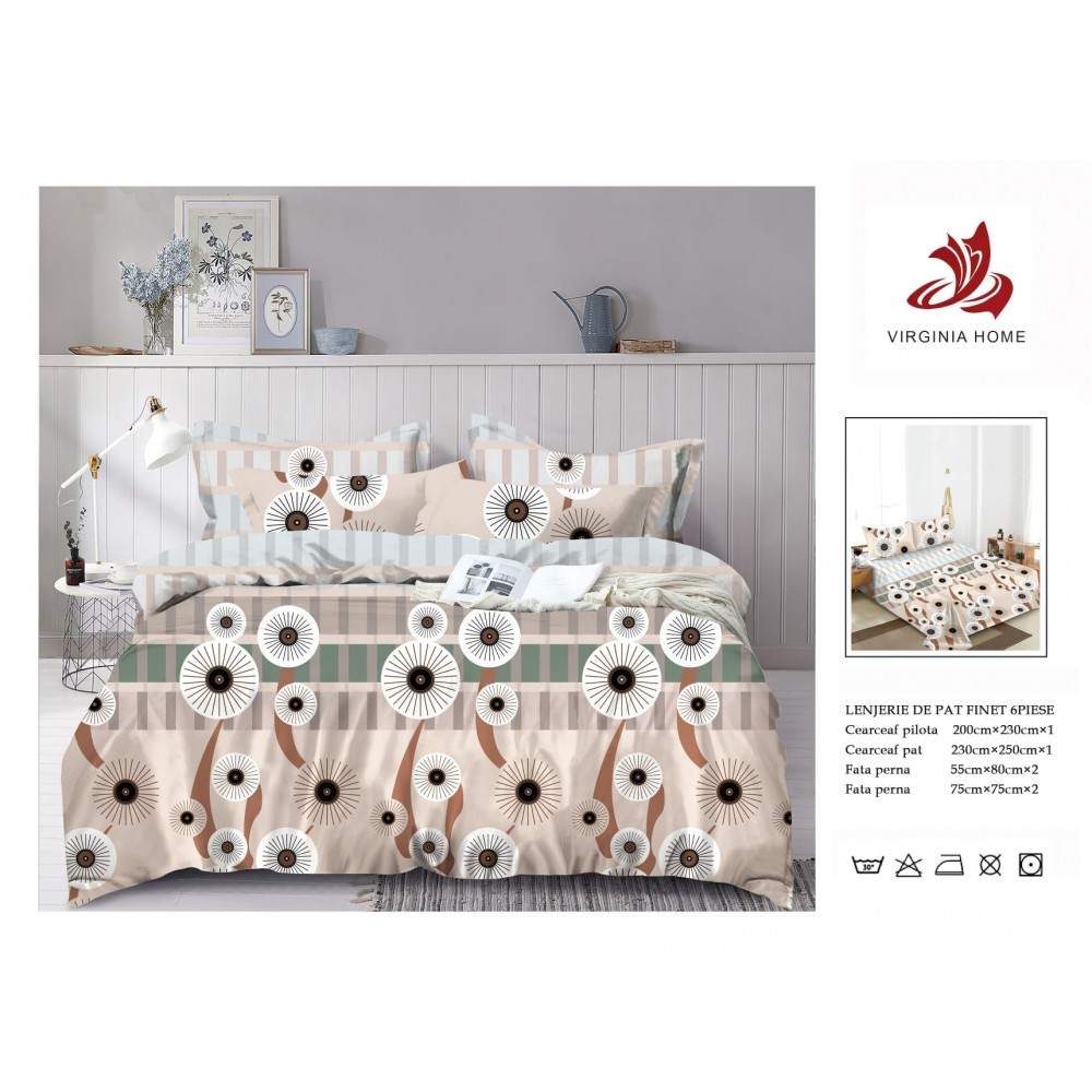 Oferta TRIO Lenjerie de pat din finet  formata din 6 piese LFOTM28 LENJERII DIN FINET