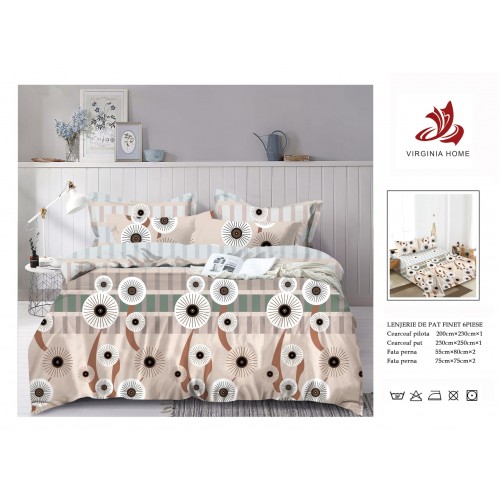Oferta TRIO Lenjerie de pat din finet  formata din 6 piese LFOTM28