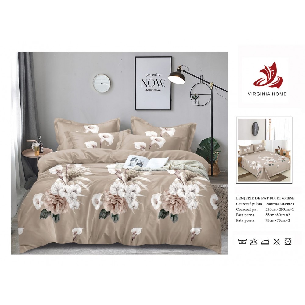 Oferta TRIO Lenjerie de pat din finet  formata din 6 piese LFOTM29 LENJERII DIN FINET