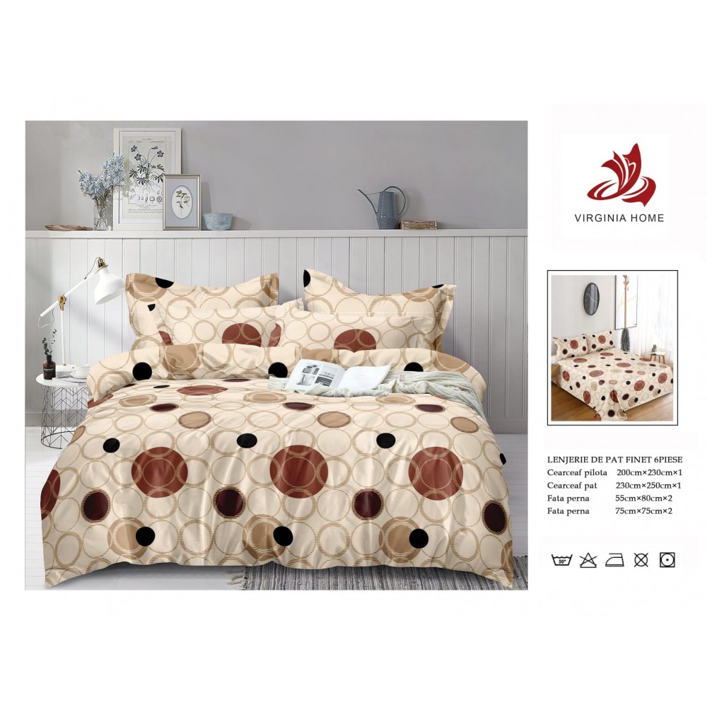 Oferta TRIO Lenjerie de pat din finet  formata din 6 piese LFOTM31 LENJERII DIN FINET