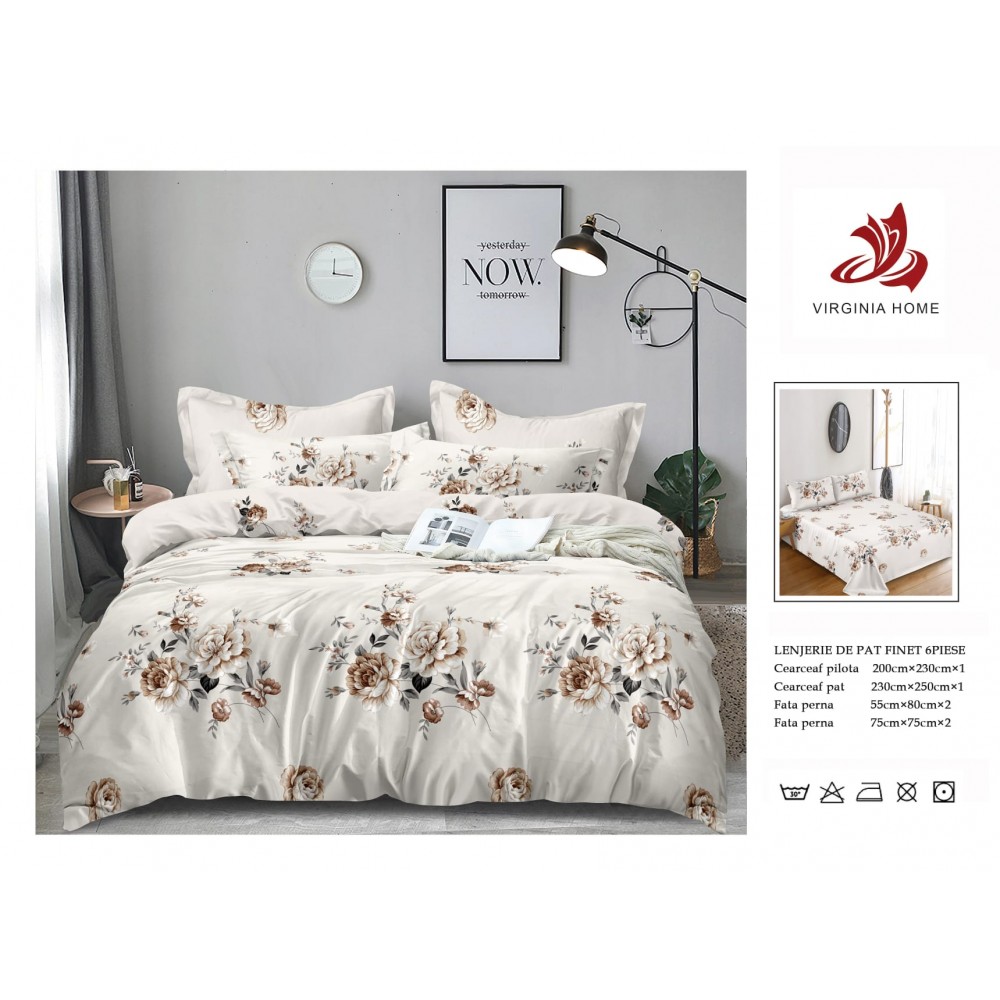 Oferta TRIO Lenjerie de pat din finet  formata din 6 piese LFOTM32 LENJERII DIN FINET