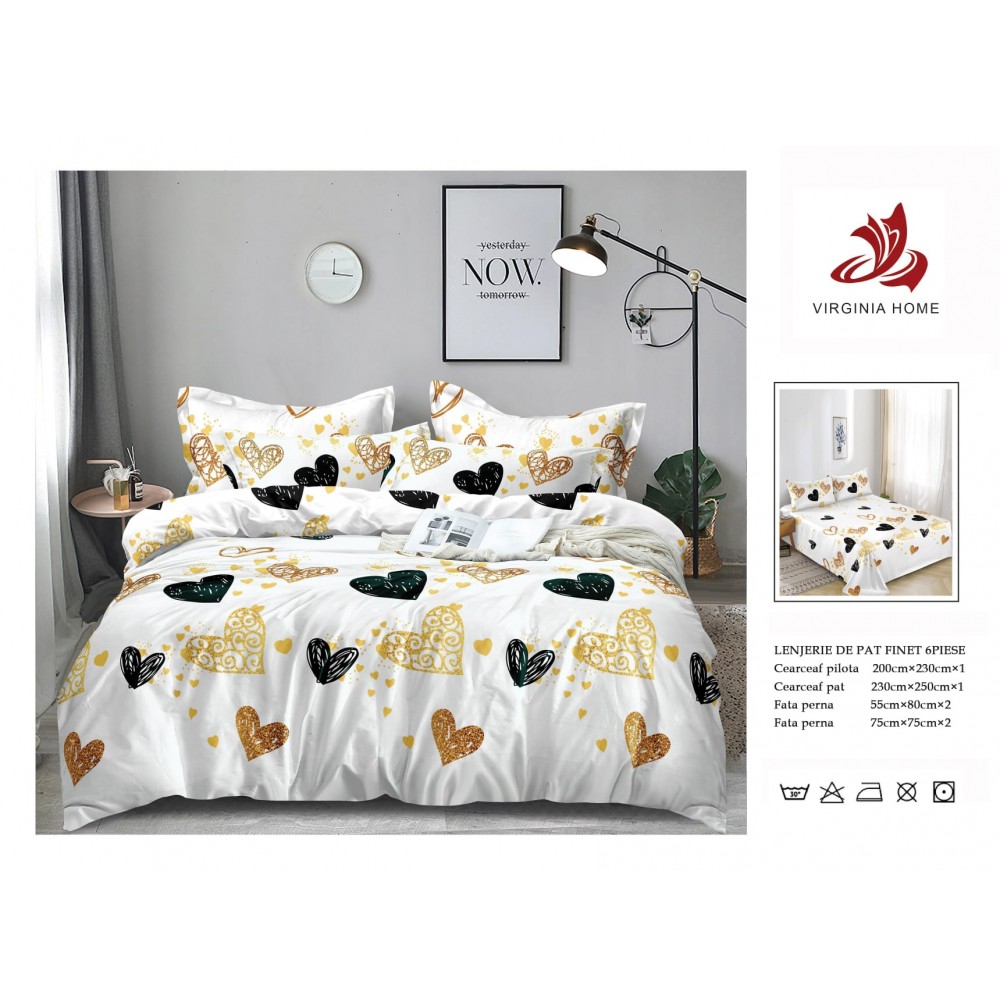 Oferta TRIO Lenjerie de pat din finet  formata din 6 piese LFOTM33 LENJERII DIN FINET