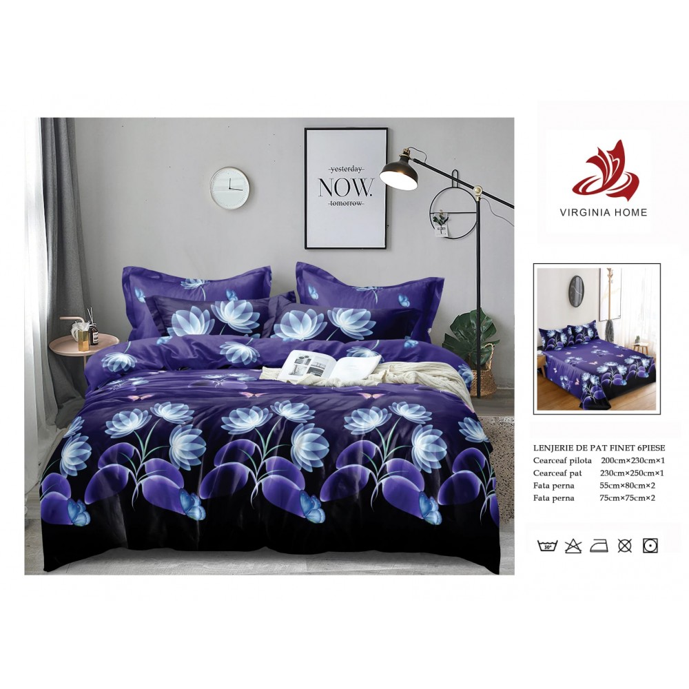 Oferta TRIO Lenjerie de pat din finet  formata din 6 piese LFOTM34 LENJERII DIN FINET