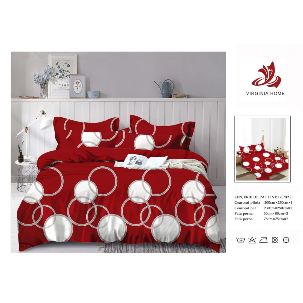 Oferta TRIO Lenjerie de pat din finet  formata din 6 piese LFOTM36 LENJERII DIN FINET