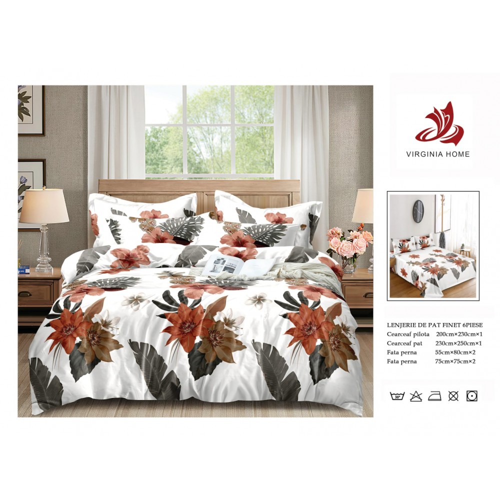 Oferta TRIO Lenjerie de pat din finet  formata din 6 piese LFOTM37 LENJERII DIN FINET