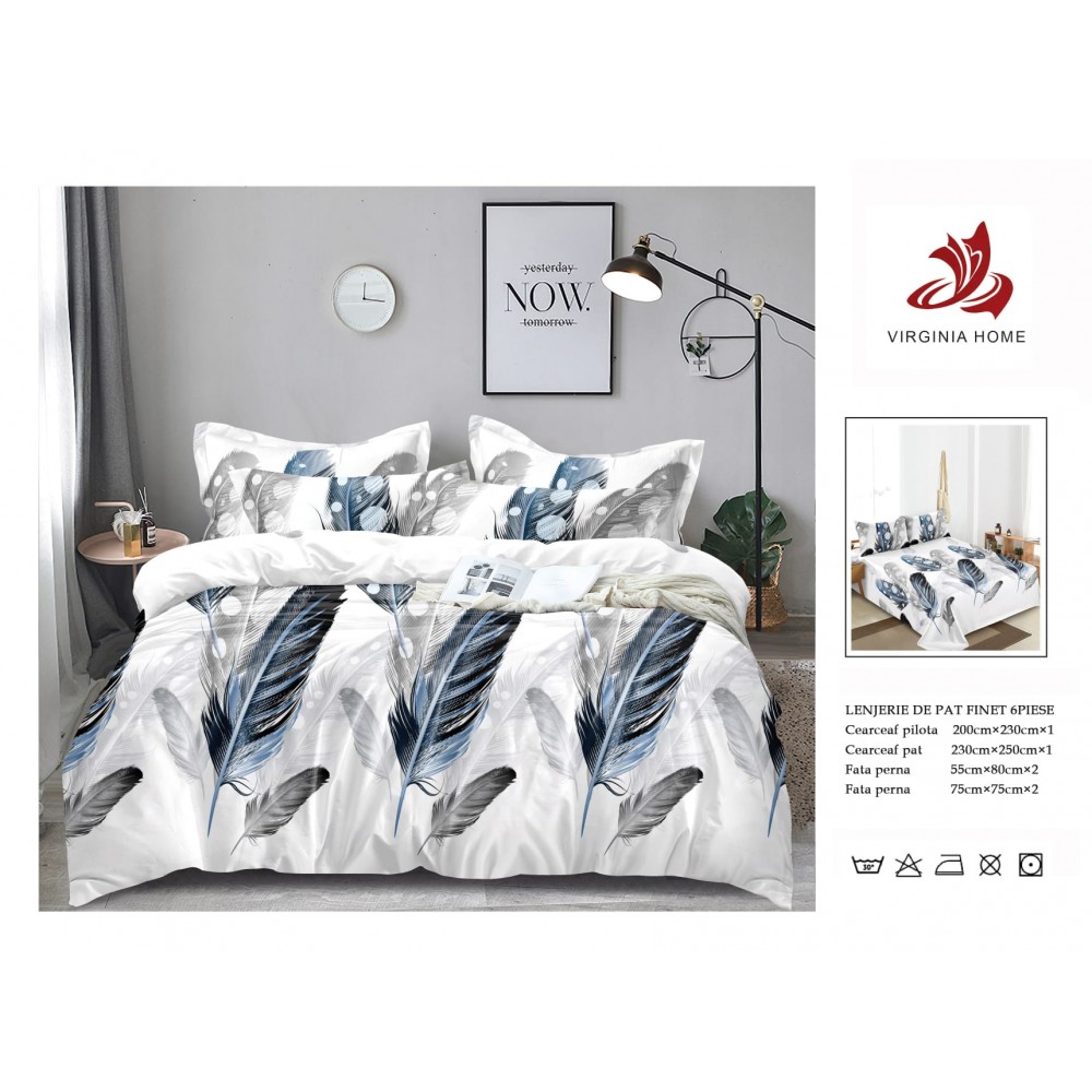 Oferta TRIO Lenjerie de pat din finet  formata din 6 piese LFOTM38 LENJERII DIN FINET