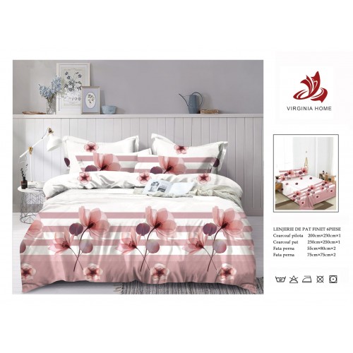 Oferta TRIO Lenjerie de pat din finet  formata din 6 piese LFOTM39