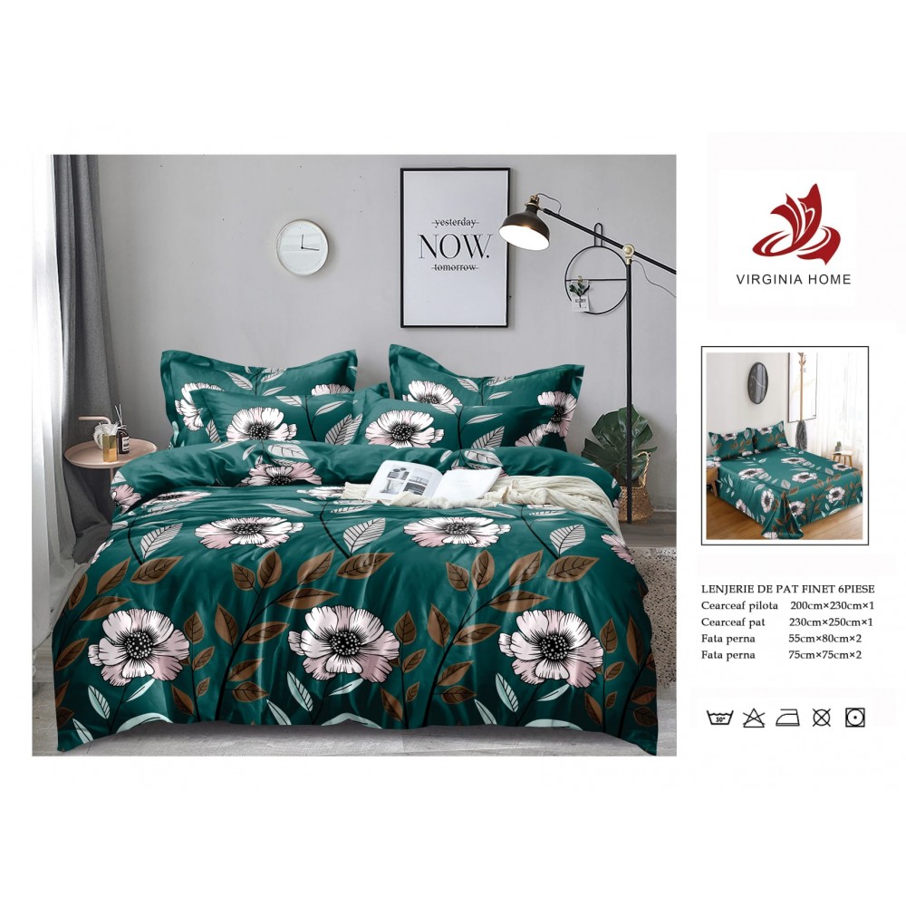 Oferta TRIO Lenjerie de pat din finet  formata din 6 piese LFOTM41 LENJERII DIN FINET