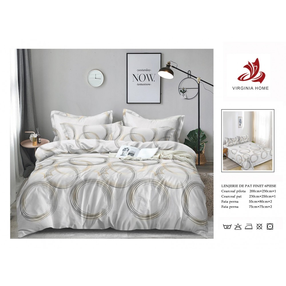 Oferta TRIO Lenjerie de pat din finet  formata din 6 piese LFOTM47 LENJERII DIN FINET