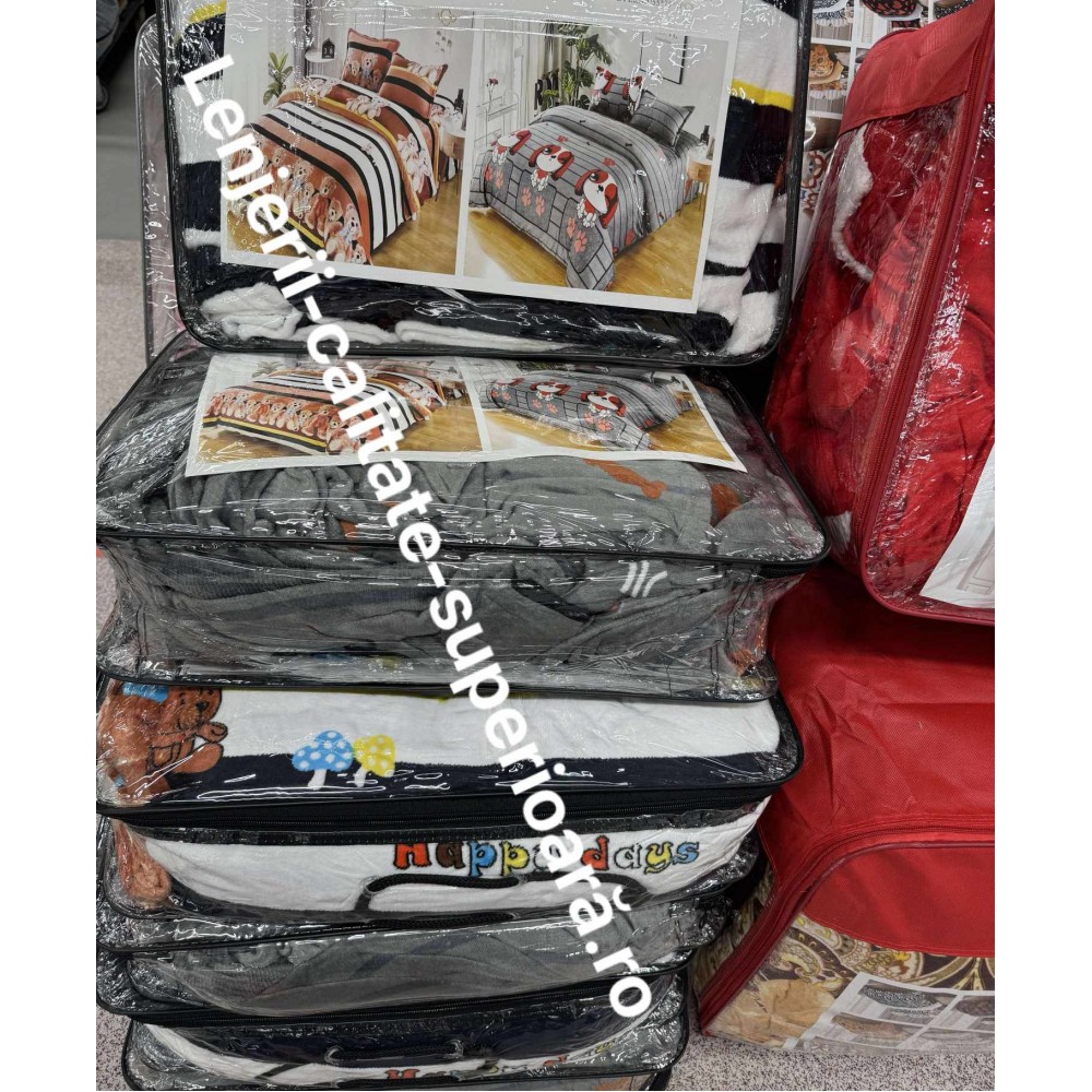 Lenjerie Pufoasa Cocolino de pat dublu 4 piese – Teddy bear LCYC2 Lenjerii cocolino 4 piese