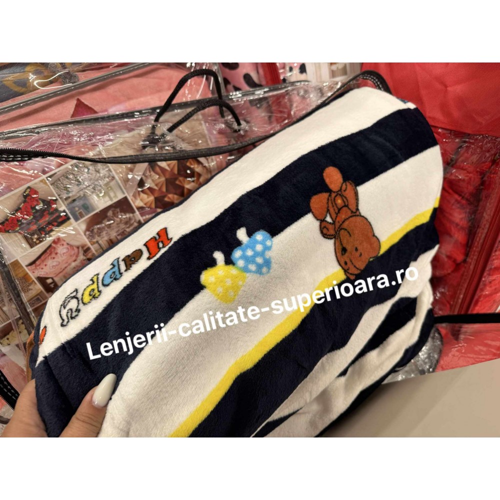 Lenjerie Pufoasa Cocolino de pat dublu 4 piese – Teddy bear LCYC2 Lenjerii cocolino 4 piese