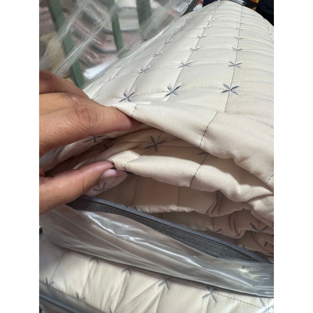 Cuvertura de Pat Brodata, Model Uni, 240x220cm, 3 Piese ,BEJ,CVV4 Cuverturi matlasate 3 piese