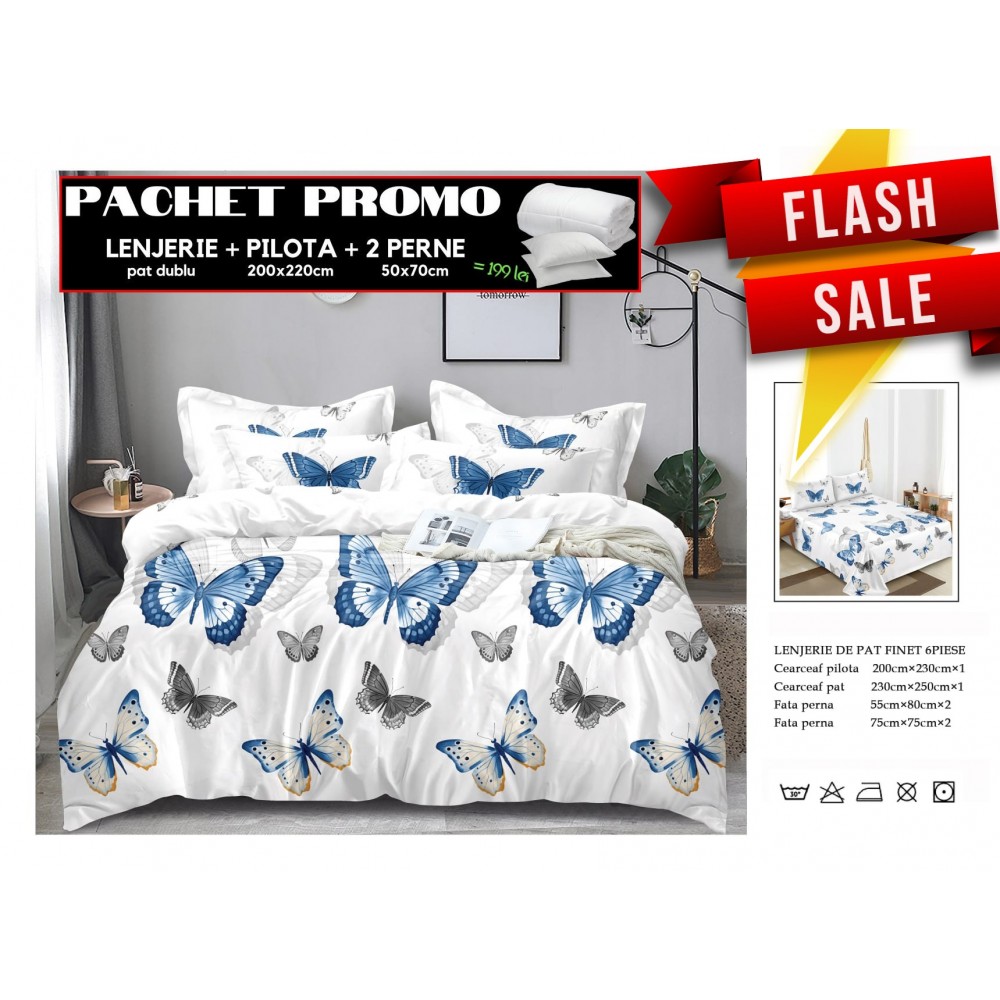 Set Lenjerii de Pat Finet Gros + Pilota si 2 Perne PPP1