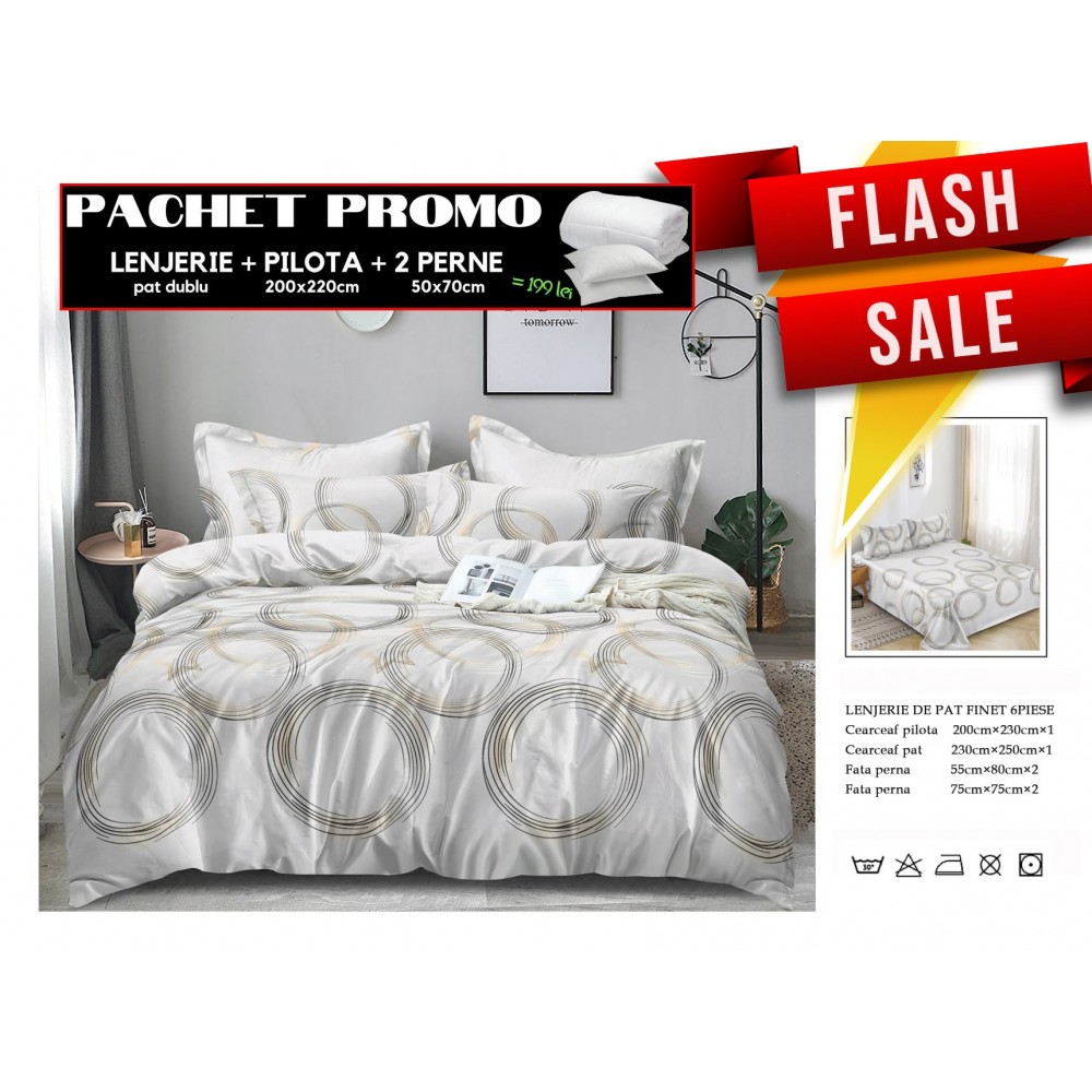 Set Lenjerii de Pat Finet Gros + Pilota si 2 Perne PPP2 PACHETE PROMO